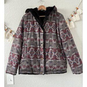 Pendleton Reversible Faux Fur Hooded Quilted Jacket Southwestern Aztec Outdoor M